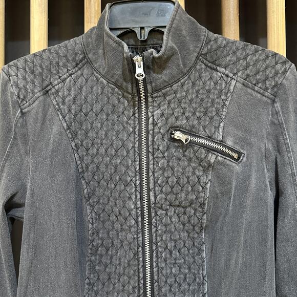 Liverpool Jacket Womens Size Small Gray Quilted Moto Full Zip Casual Grunge - Picture 2 of 9